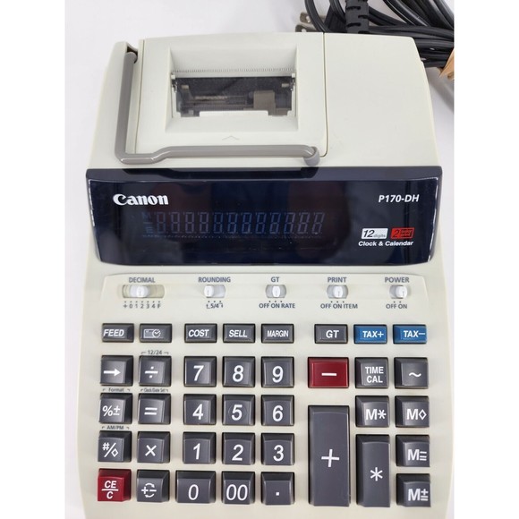 Canon P170-DH 12 Digit 10 Key Adding Business Machine Calendar Clock Calculator - Picture 5 of 14